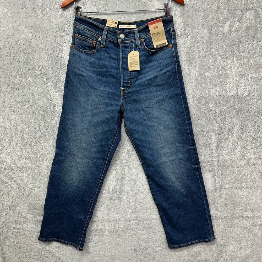 NWT Levi’s Ribcage Straight Ankle Jeans 29x27 High Rise Medium Wash - Picture 2 of 12